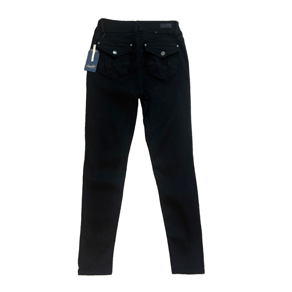 Angels Forever Young Curvy Skinny Jeans Womens Black Flap Pocket Denim 27x27.5